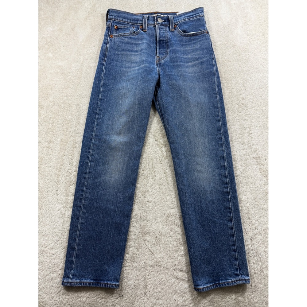 Levi's Womens Wedgie Straight High Rise Button Fly Blue Jeans 25 Meas: 25x25.5
